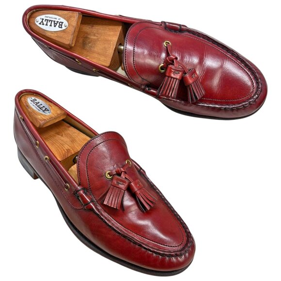 Vintage Cole Haan Red Leather Moc Toe Made in USA Loafers - Picture 11 of 11